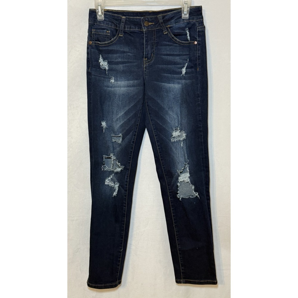 Judy Blue Women's 3/26 Boyfriend Fit Distressed Blue Jeans JB8402‎
